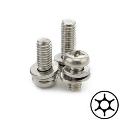 Pin-Pan 6-Lobe Machine Screw Assembled with Spring and Round Washer Steel / Zinc 3Cr Plated M2.6x5